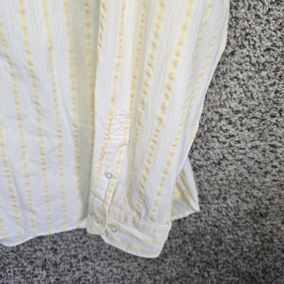 Johnston & Murphy Shirt Mens XL Yellow Striped Button Up Tailored Fit Cotton - Picture 2 of 7